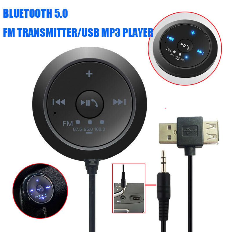 AUX-in Bluetooth Wireless Receiver Adapter FM Transmitter for Car Stereo Audio