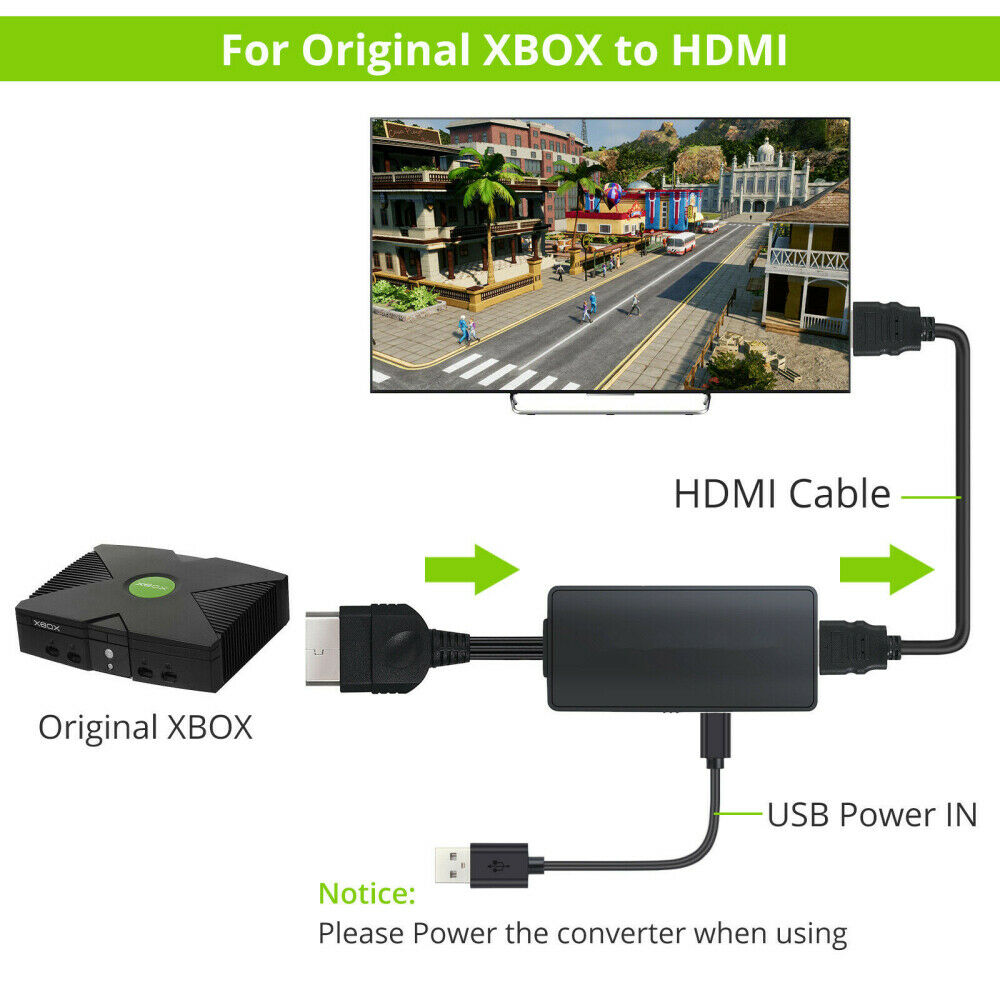 Xbox to HDMI Converter Adapter, 720P / 1080P HDTV HDMI Display Cables Support Original Xbox