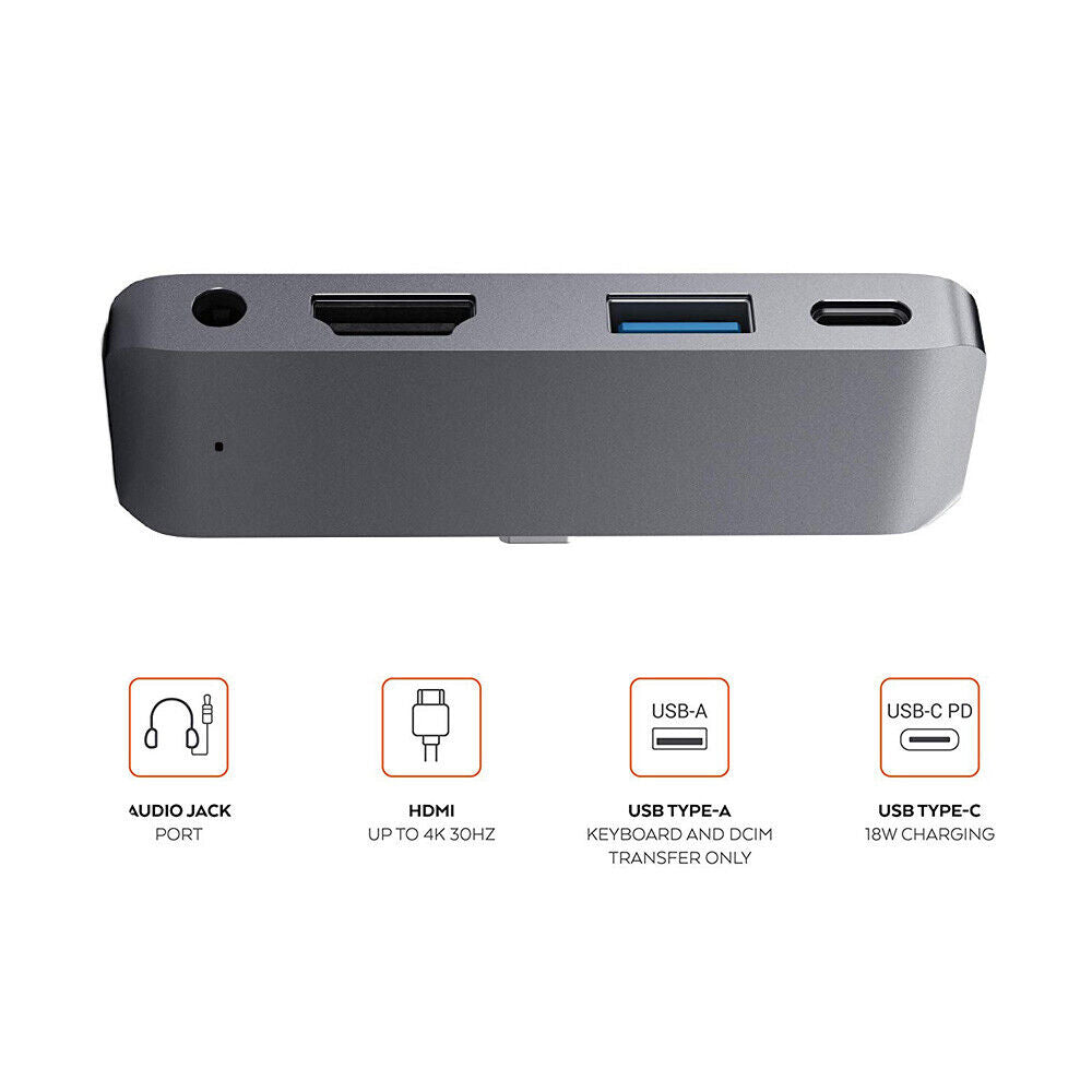 4 in 1 USB Type-C Pro Hub Adapter USB 3.0 Audio 3.5mm Jack HDMI For iPad Pro Tablet