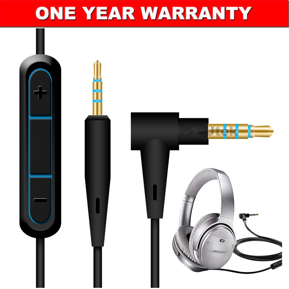 Audio Cable Wire Cord With Mic & Remote in Black for Bose QuietComfort 25 35 QC25 QC35 QC25 ii QC35 ii SoundTrue OE SoundLink OE2 OE2i Headphones