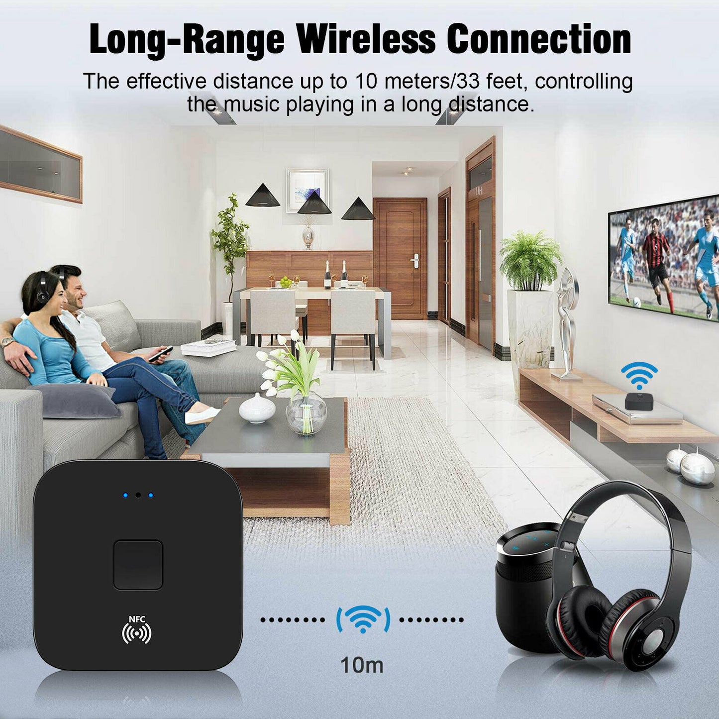 Bluetooth 5.0 Receiver Wireless 3.5mm Jack AUX NFC to 2 RCA Audio Stereo Adapter