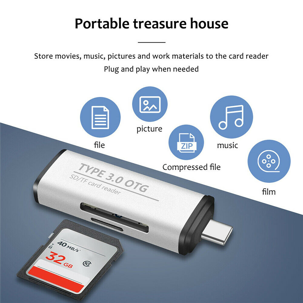 USB C SD/ Micro SD/ TF Memory Card Reader Type-C to Female USB 3.0 OTG Memory Adapter Phone Laptop Computer