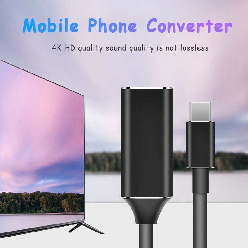 4K USB-C Type C USB 3.1 Male to HDMI Female HDTV Adapter Converter Cable for MacBook Pro,Dell XPS 12 13 15,Samsung Galaxy S9 S10 S20 S21