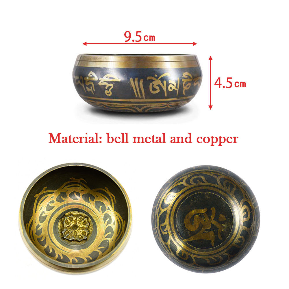 Gilt Copper Tibetan Nepal Singing Bowl Set Meditation/Prayer/Yoga/Mindfulness