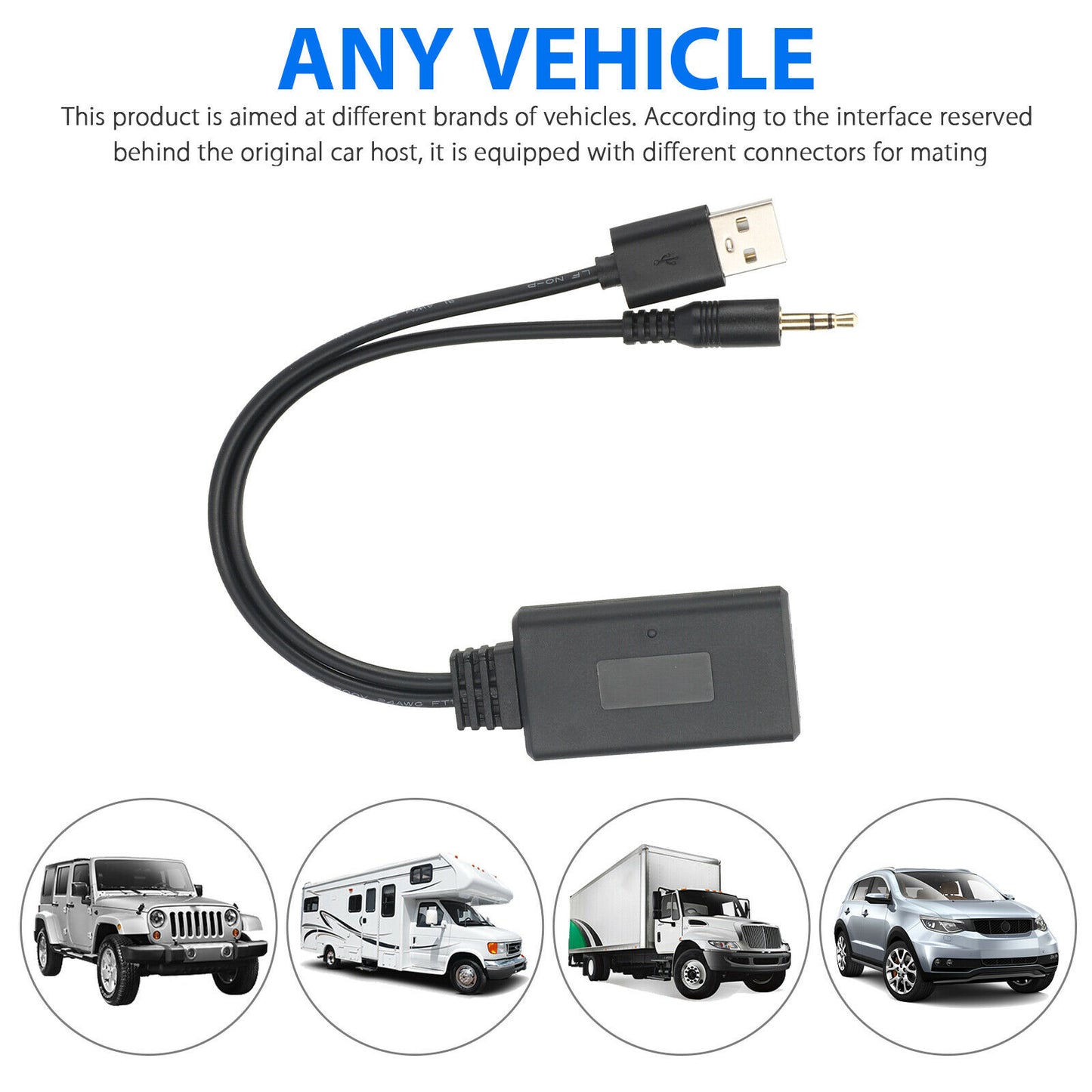 Bluetooth 5.0 Receiver Adapter USB + 3.5mm Jack Stereo Audio For Car AUX Speaker