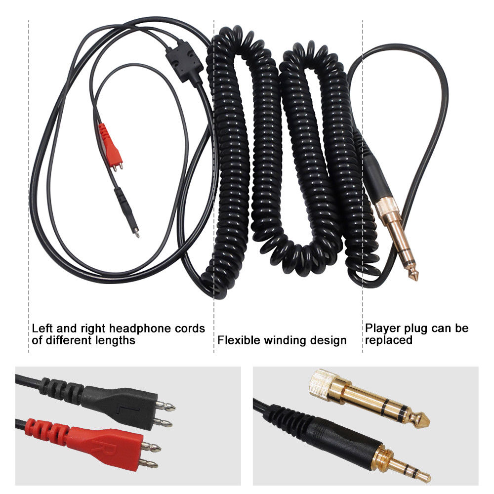 Audio Cable Wire Cord for Sennheiser HD25 HD250 HD265 HD430 HD480 HD535 HD540 HD545 HD560 HD565 HD580 HD600 HD650 Headphones