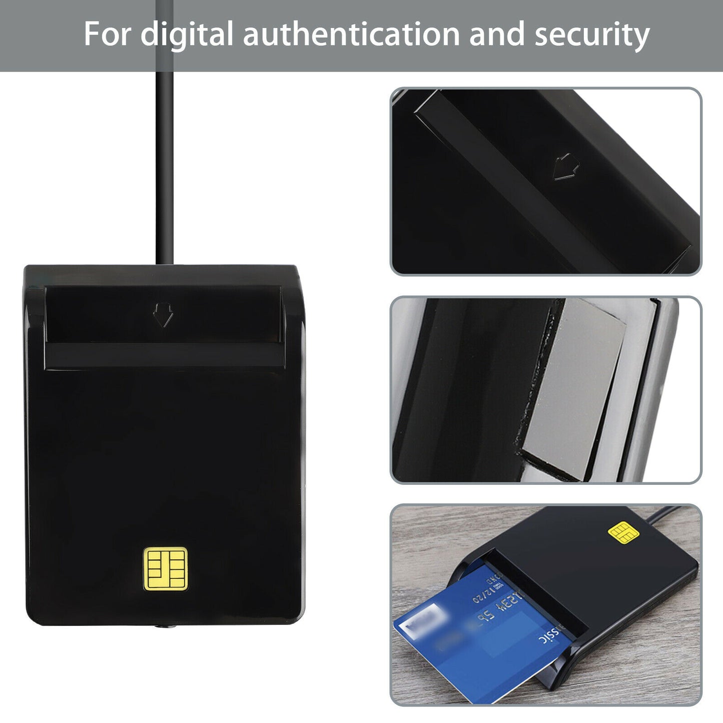 USB Smart Card Reader Common Access CAC ID IC ATM Bank Card Cloner Connector