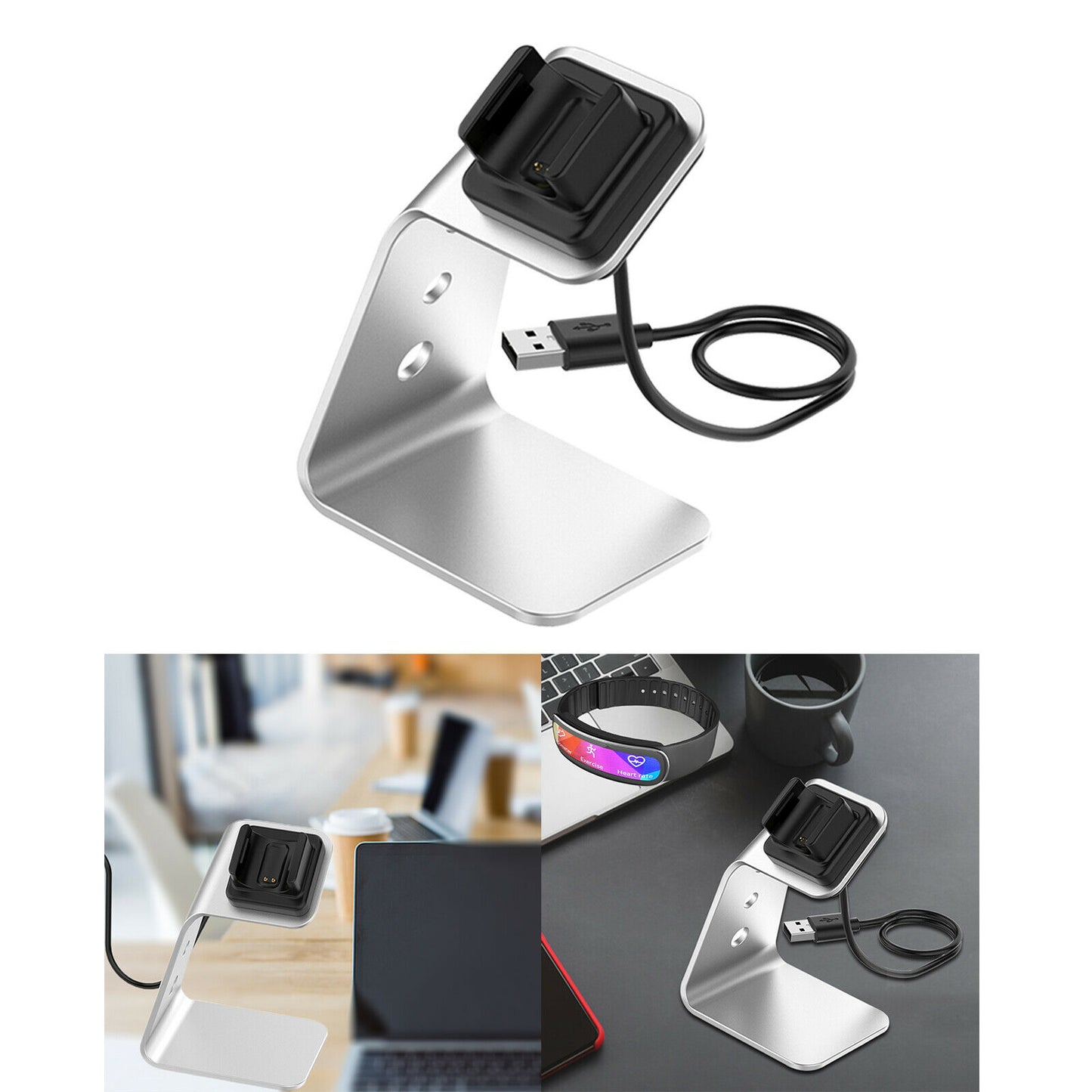 Aluminium Wireless Charger Charging Stand Cradle for Fitbit Charge 3 4 Fitness Tracker