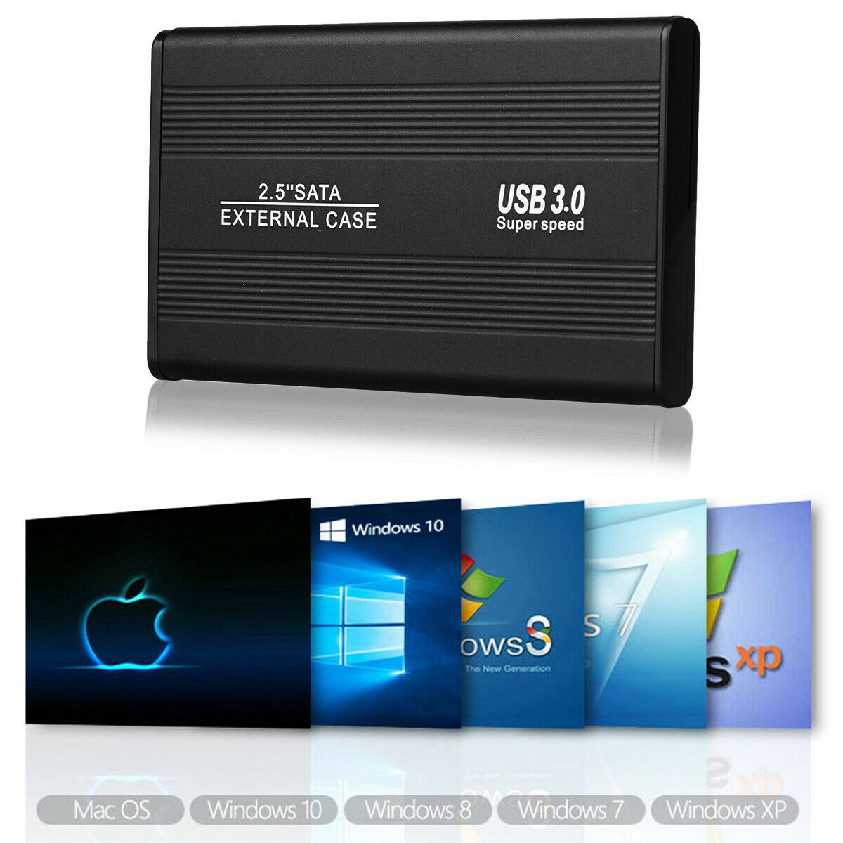 USB 3.0 External Backup Hard Drive Slim Case Enclosure 2.5" Portable HDD Sata SSD