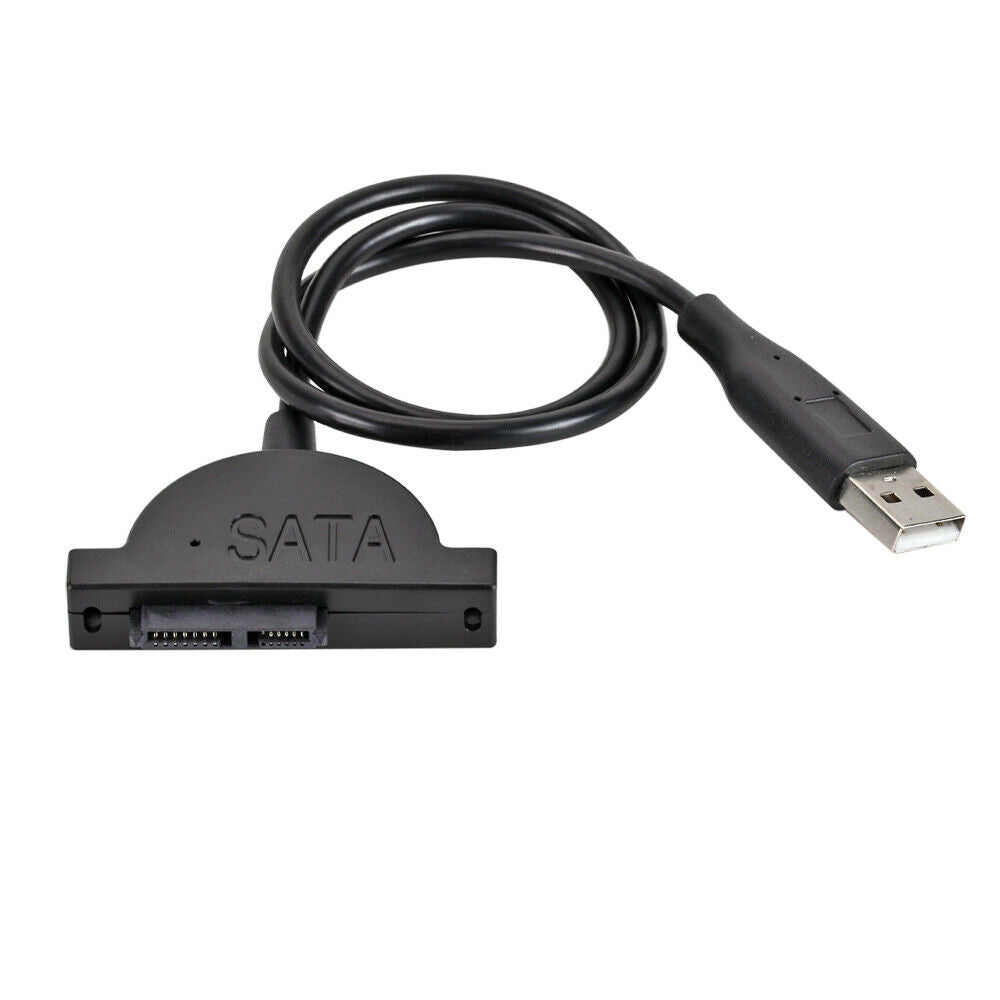 USB 2.0 to Mini Slim SATA 7+6 13Pin Adapter Cable for Laptop CD/DVD Slimline Drive