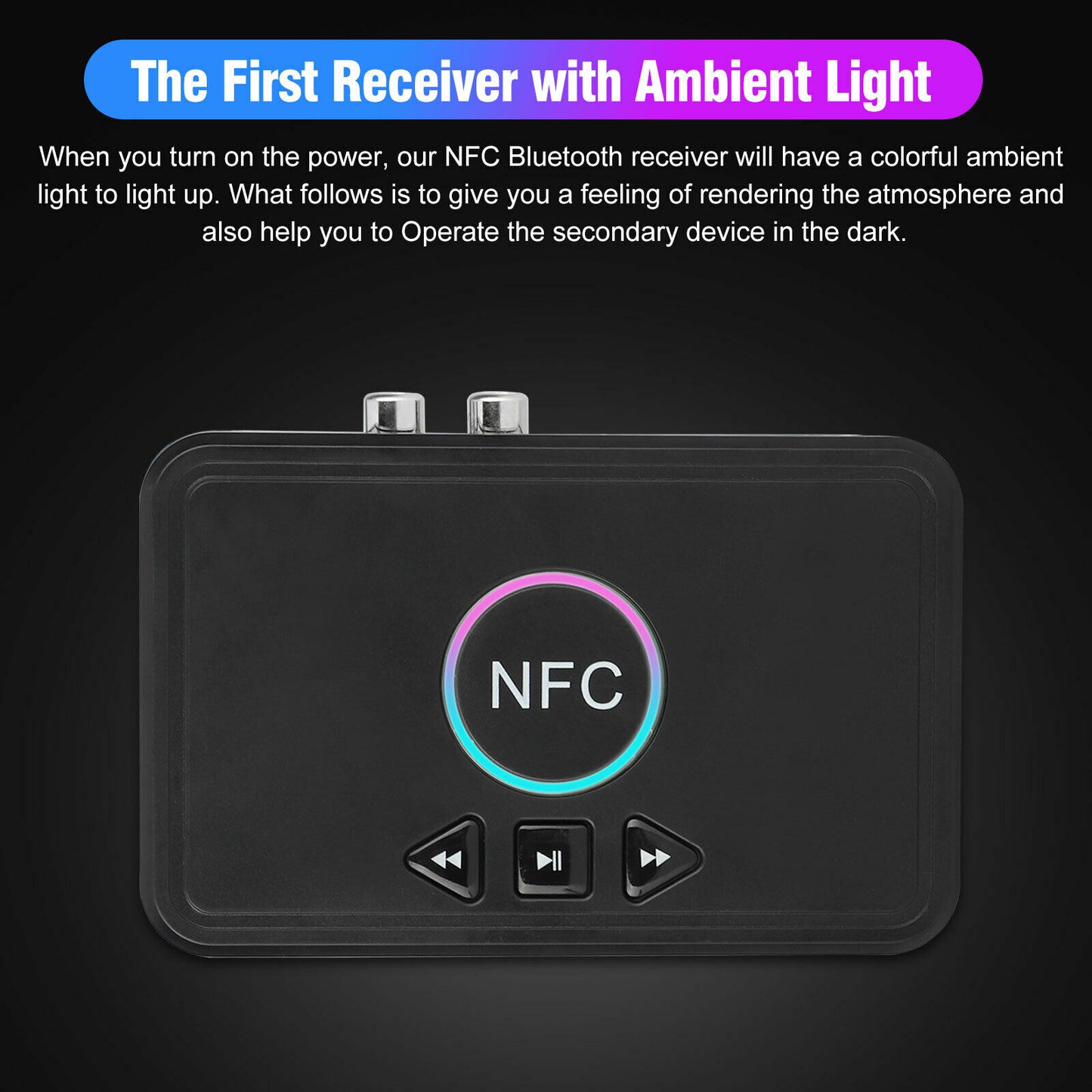 USB Bluetooth 5.0 Receiver Wireless 3.5mm AUX NFC to 2 RCA Audio Stereo Adapter
