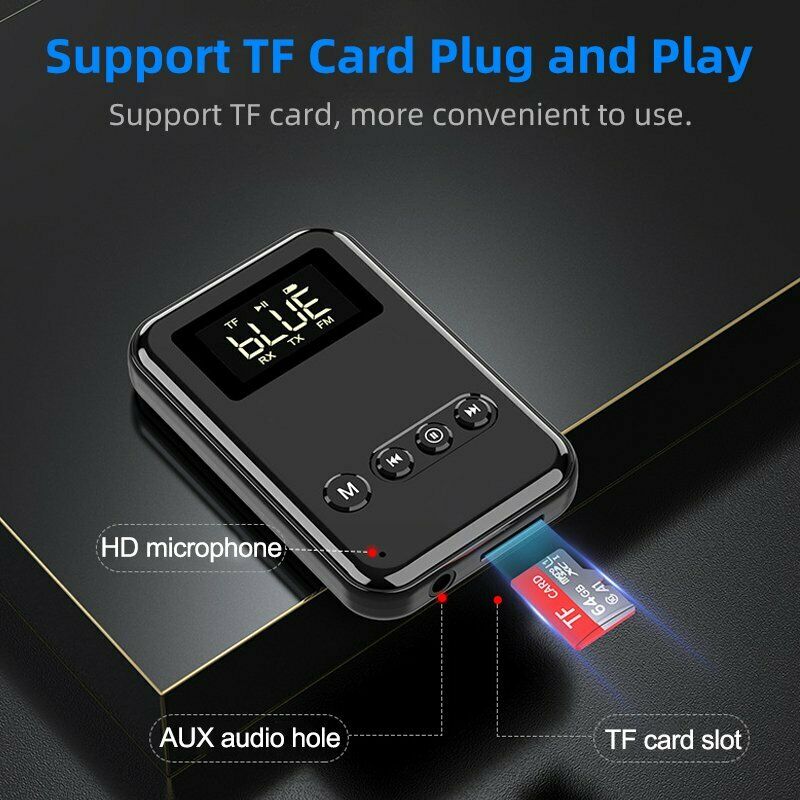 5-in-1 Bluetooth 5.0 Adapter for Audio Transmitter/Receiver 3.5mm Stereo Audio