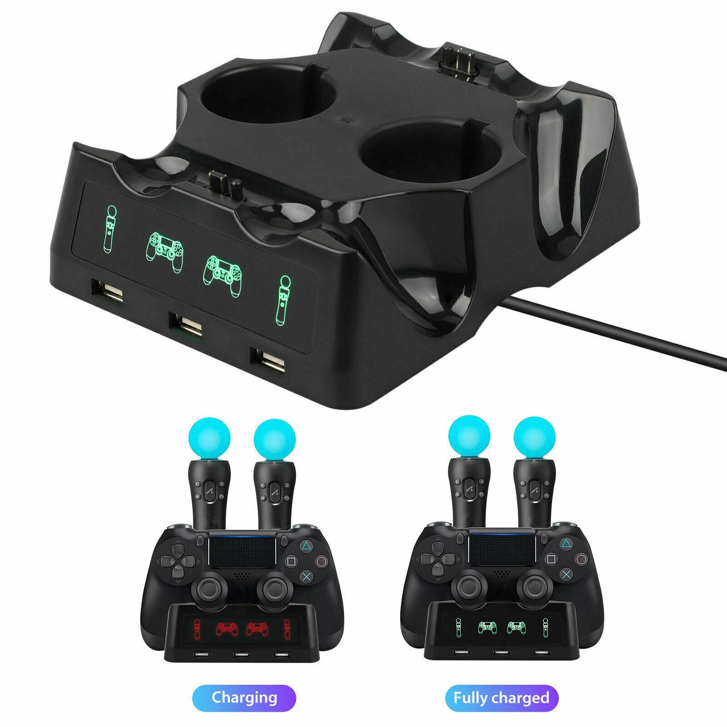 4 in 1 Charger Charging Dock Stand For Sony PS4 Playstation 4 VR PSVR Move and Dualshock Controllers