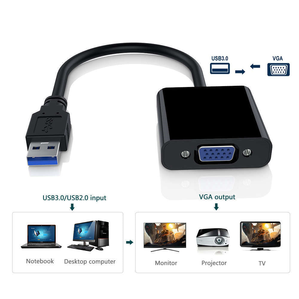 USB 3.0 to VGA Multi Display Adapter External Video Card Cable For Window XP/7/8/Vista