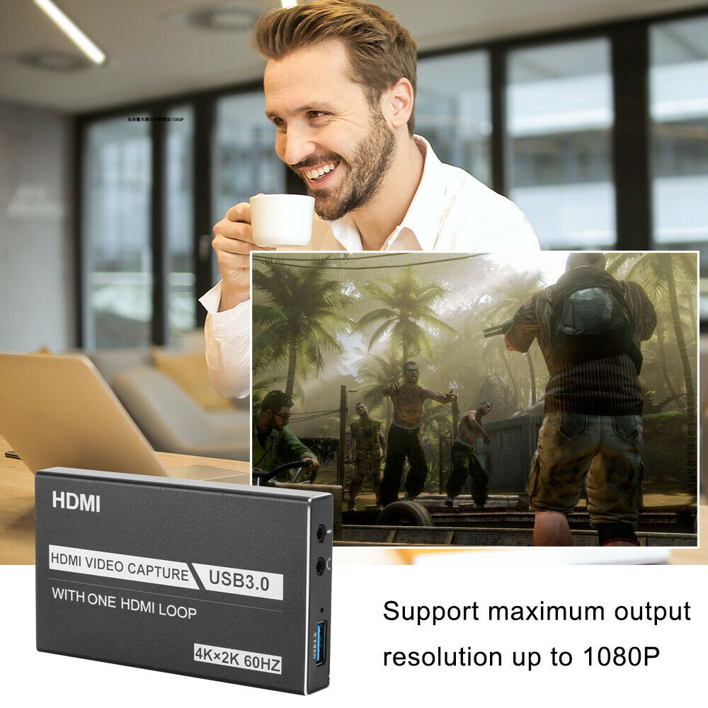 USB 3.0 HDMI Video Capture Card with Mic 4K 1080P 60fps Game Video Record Live Streaming Recorder
