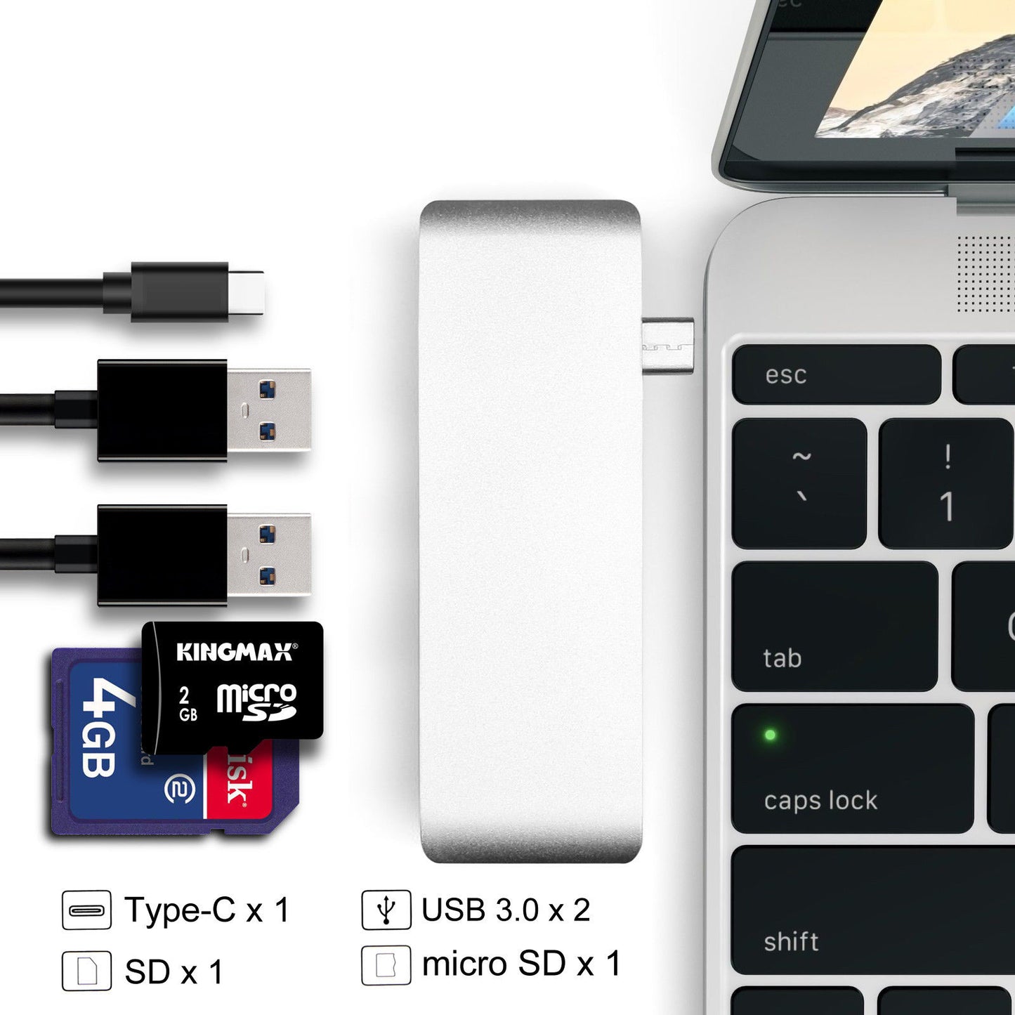 5in1 USB 3.1 Type-C to USB 3.0 USB-C Charging Port Card Reader Adapter Cable HUB Combo