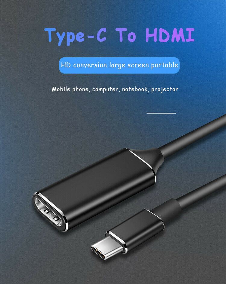 4K USB-C Type C USB 3.1 Male to HDMI Female HDTV Adapter Converter Cable for MacBook Pro,Dell XPS 12 13 15,Samsung Galaxy S9 S10 S20 S21