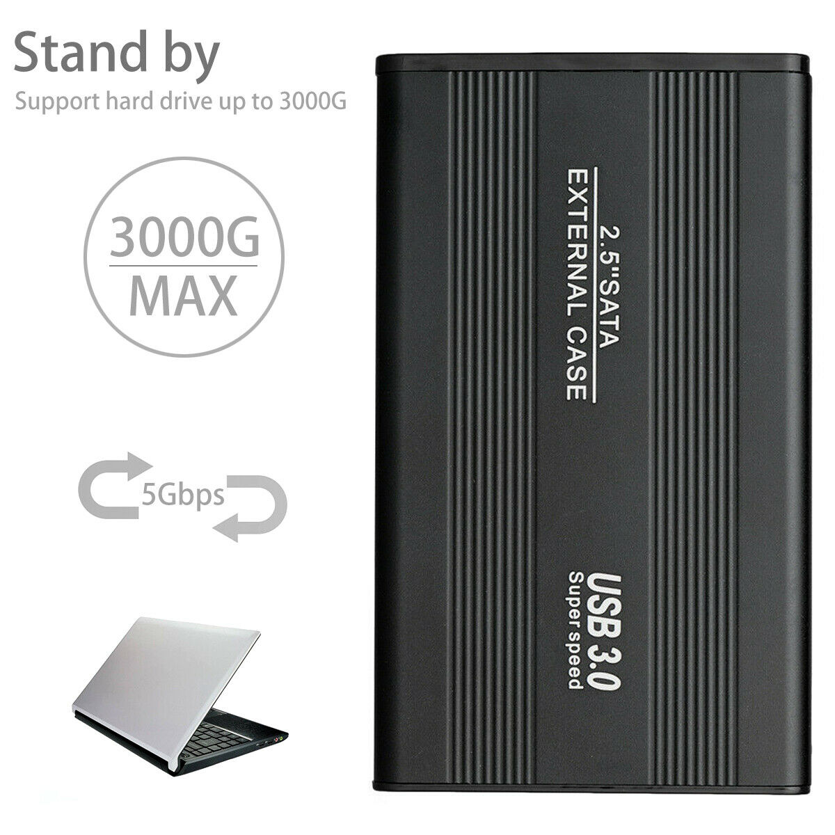 USB 3.0 External Backup Hard Drive Slim Case Enclosure 2.5" Portable HDD Sata SSD