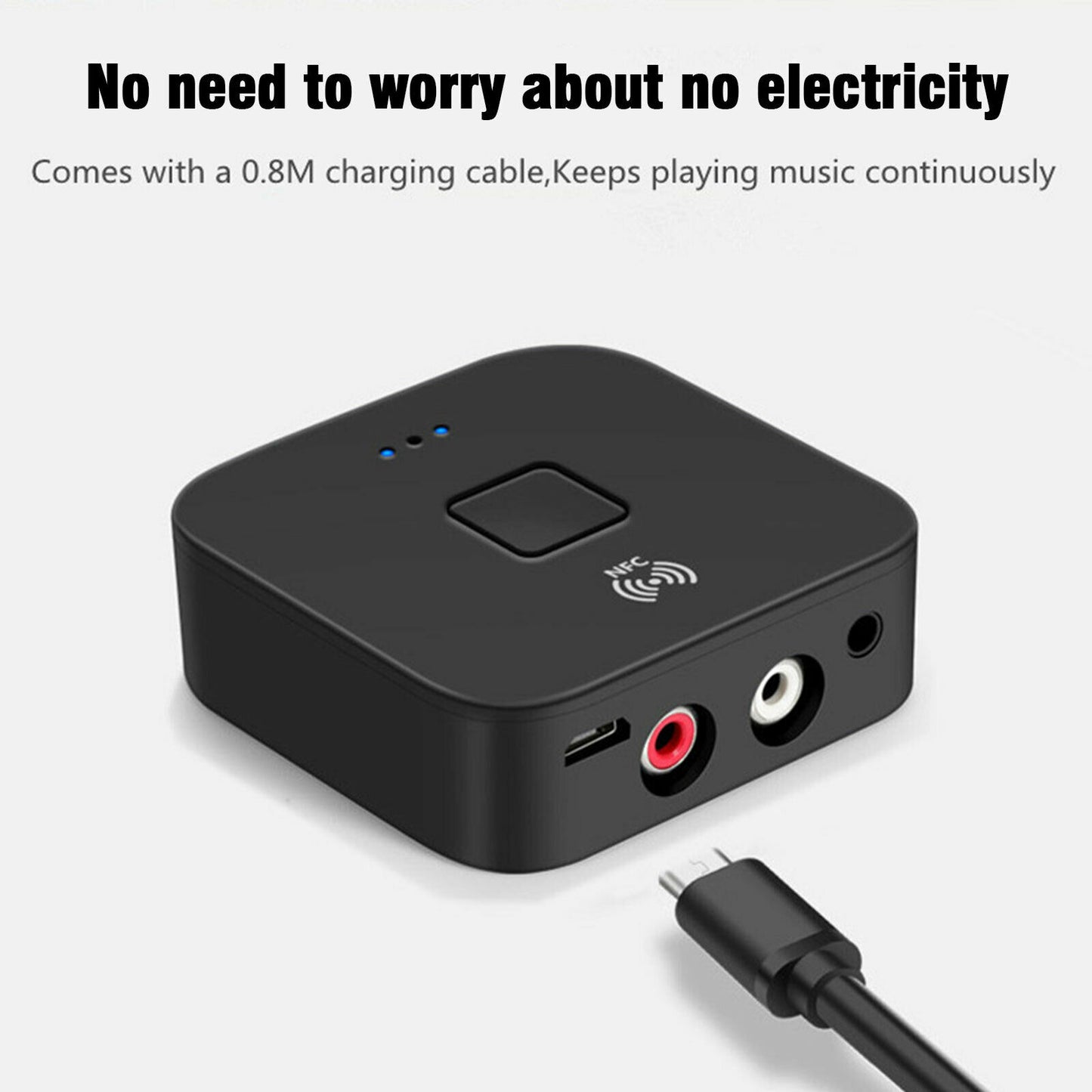 Bluetooth 5.0 Receiver Wireless 3.5mm Jack AUX NFC to 2 RCA Audio Stereo Adapter