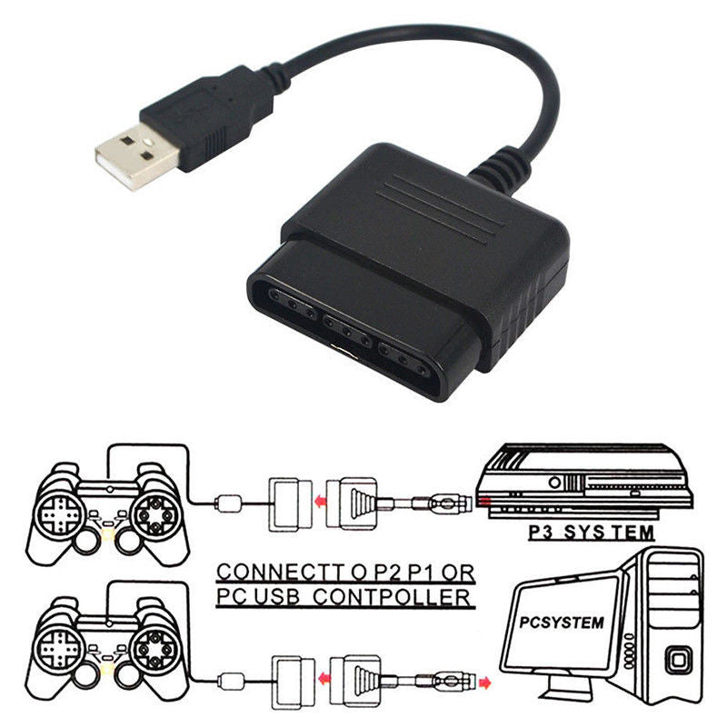 Playstation 2 PS2 Controller to Playstation 3 PS3 PC USB Adapter Converter Cable