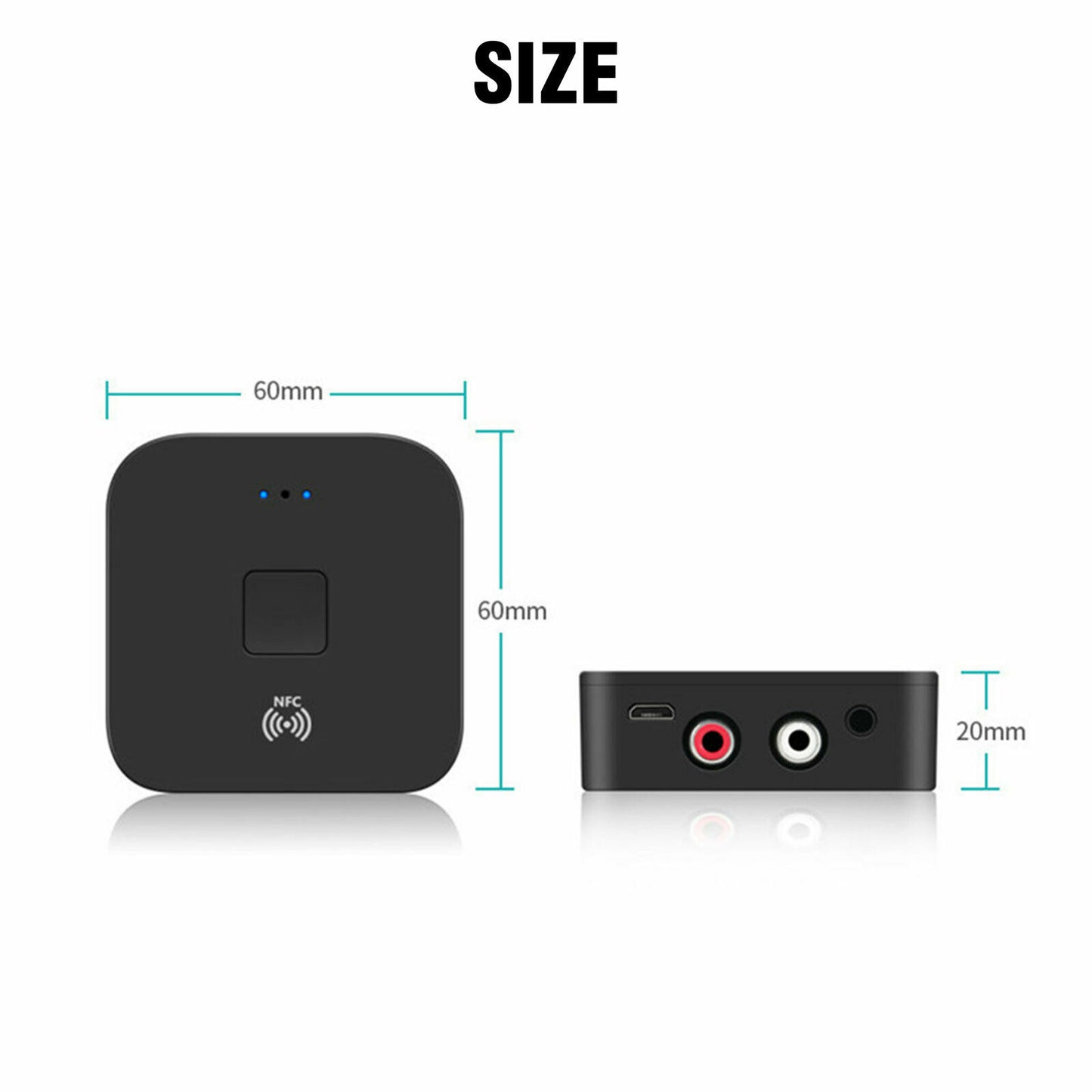 Bluetooth 5.0 Receiver Wireless 3.5mm Jack AUX NFC to 2 RCA Audio Stereo Adapter