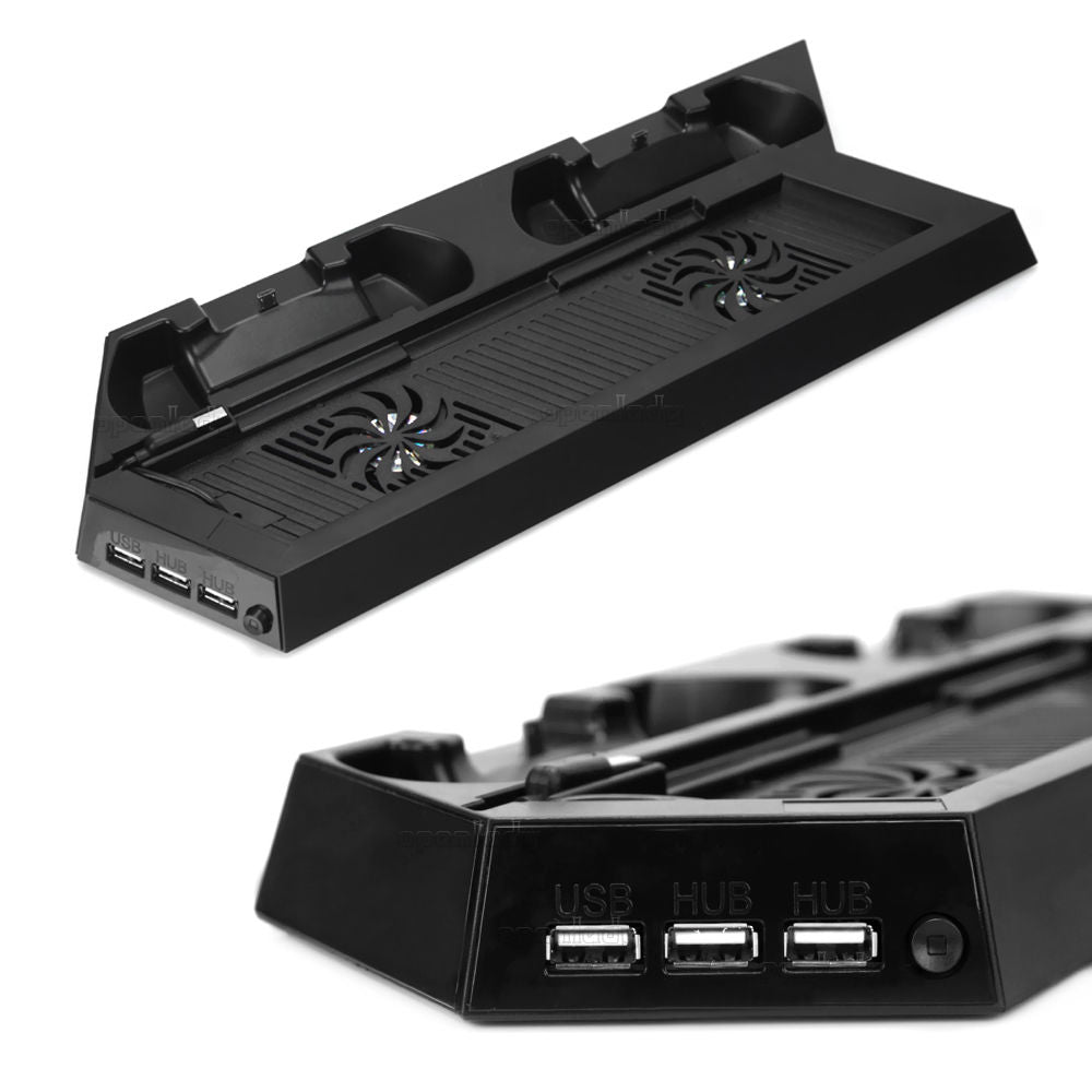 PlayStation 4 PS4 Stand Dock Controller Charger with Cooling Fan USB Hub