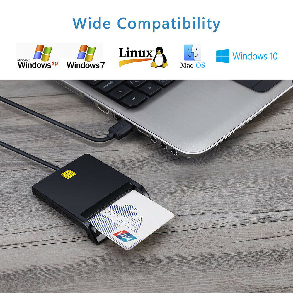 USB Smart Card Reader Common Access CAC ID IC ATM Bank Card Cloner Connector