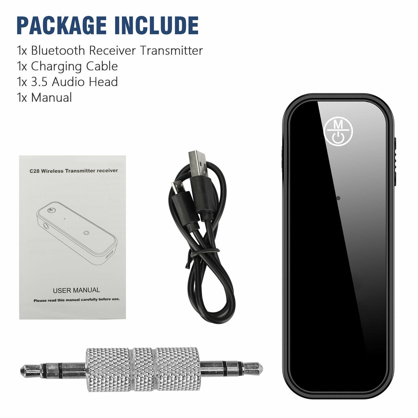 Bluetooth 5.0 Wireless Audio Adapter Transmitter Receiver 2-in-1 with 3.5mm for TV PC Stereo System Headphones Car Speaker