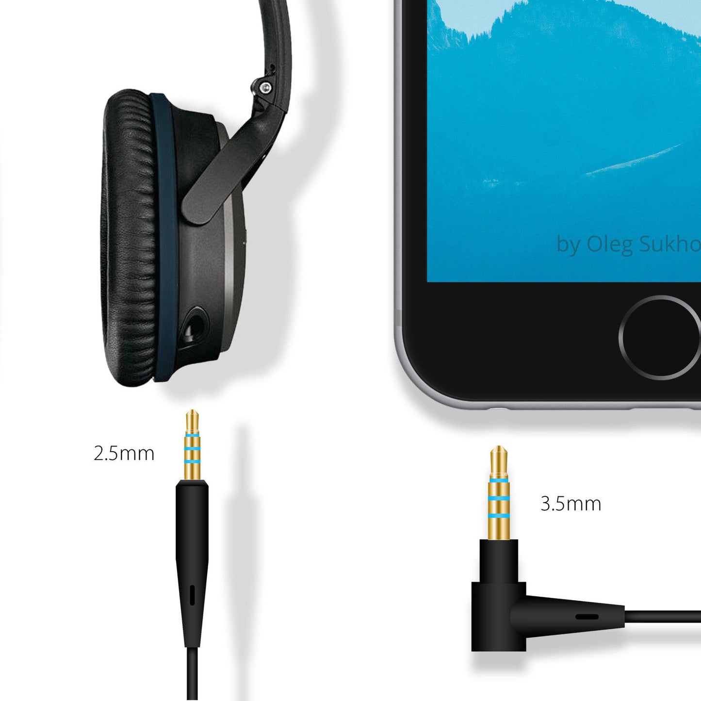 Audio Cable Wire Cord With Mic & Remote in Black for Bose QuietComfort 25 35 QC25 QC35 QC25 ii QC35 ii SoundTrue OE SoundLink OE2 OE2i Headphones