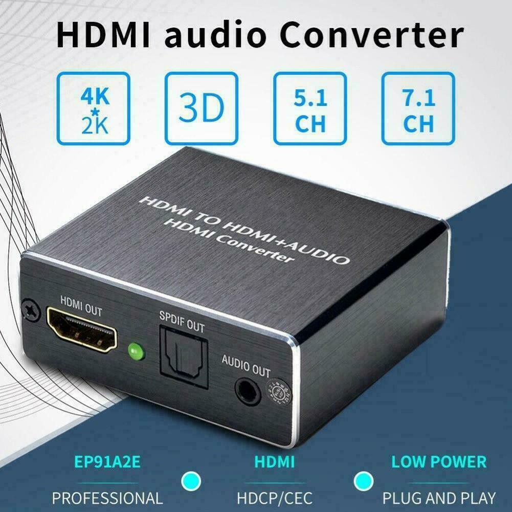 4K HDMI to HDMI and Optical TOSLINK SPDIF + 3.5mm Stereo Audio Extractor Converter HDMI Audio Splitter Adapter
