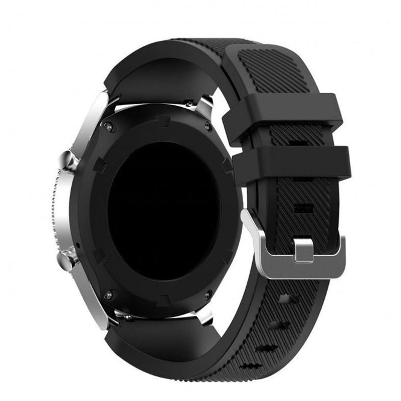 Black Silicone Rubber Band for Samsung Galaxy Watch 3 45mm/Gear S3 Frontier/Classic 46mm
