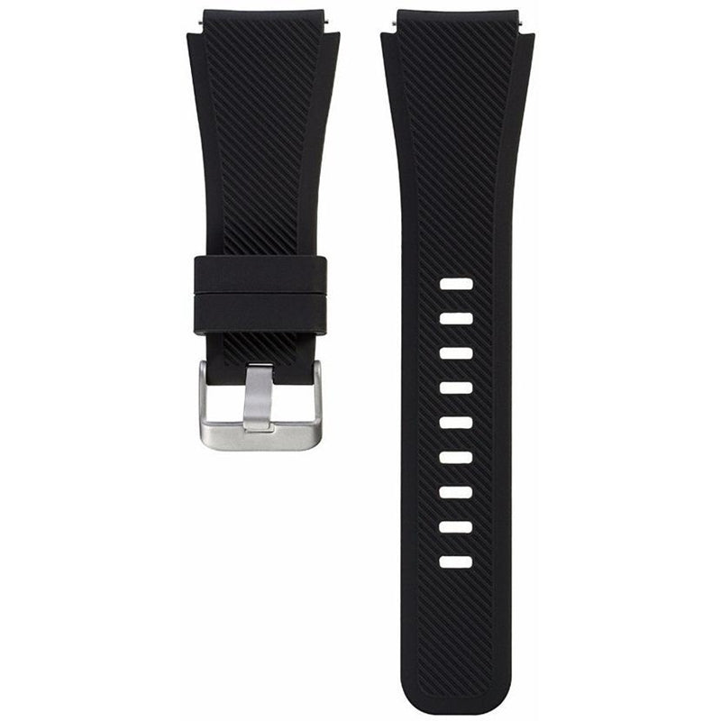 Black Silicone Rubber Band for Samsung Galaxy Watch 3 45mm/Gear S3 Frontier/Classic 46mm