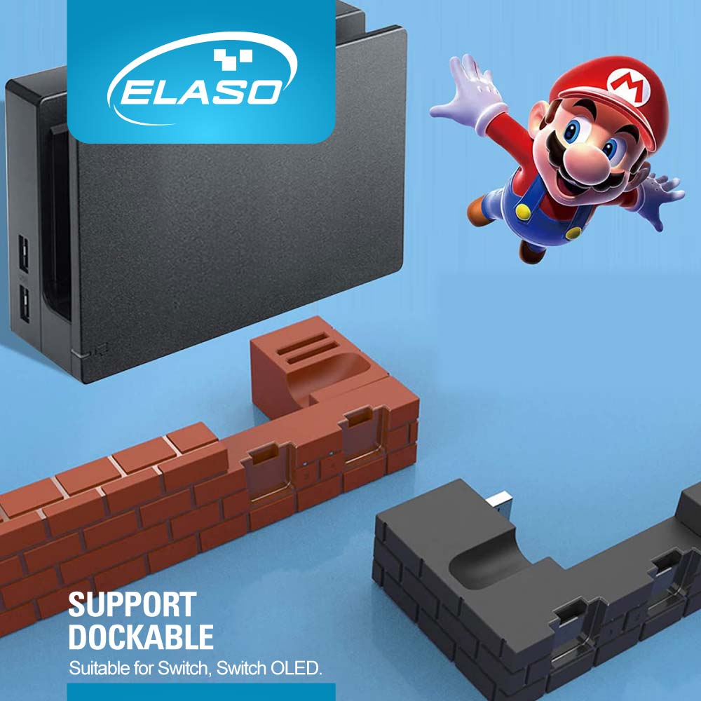 Mario Brick Charger Charging Dock Game Holder Stand Base for Nintendo Switch & OLED Console Joy-Con Switch Pro Controllers