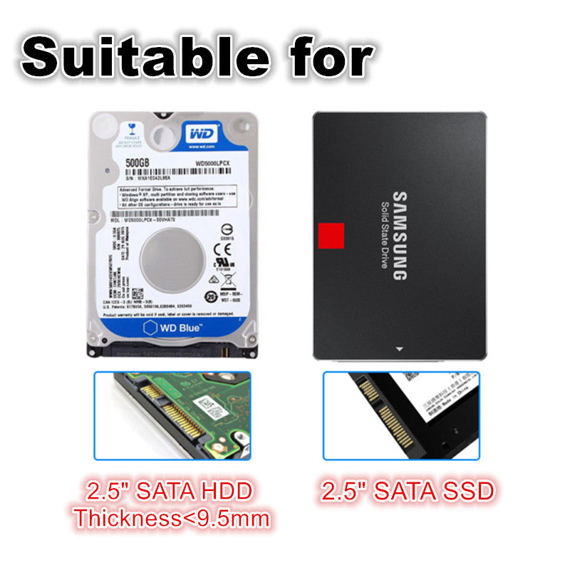 9.5mm Universal SATA 2nd HDD SSD Hard Drive Caddy CD/DVD-ROM Optical Bay