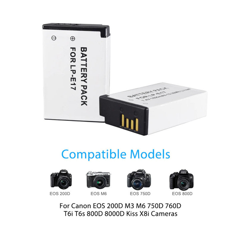 Replacement LP-E17 Battery For Canon EOS 200D 250D Mark I II 77D 750D 760D 8000D M3 M5 M6 Rebel T6i T6s T7i SL2 SL3 Kiss X8i X9 X9i X10 RP