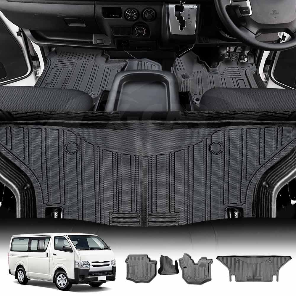 3D Floor Mats for Toyota Hiace LWB Van 2005-2018 Customized Heavy Duty All Weather Car Mat Floor Liner Full Set Carpet