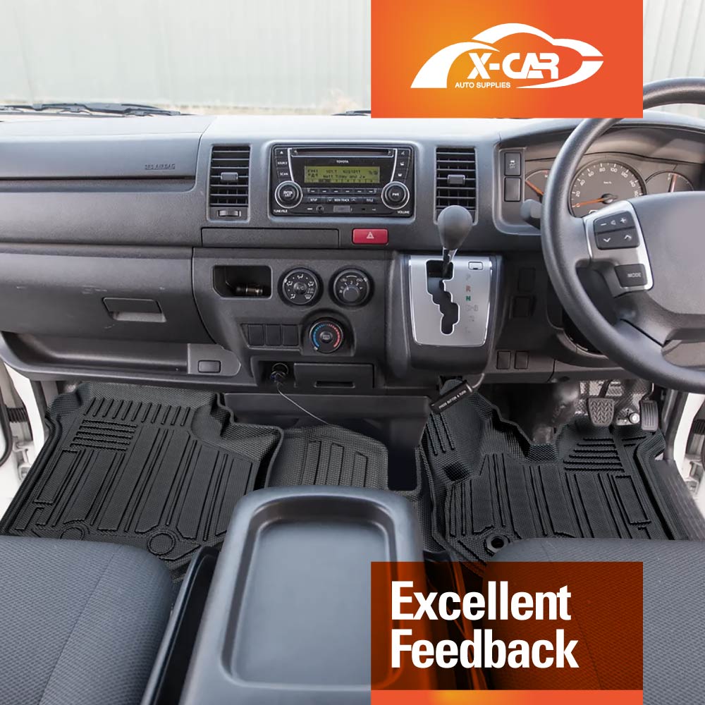 All-Weather Front Floor Mats for Toyota Hiace LWB Van 2005-2018 Customized Heavy Duty Car Mat Floor Liner Carpet