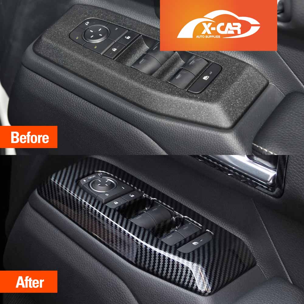 Window Control Gear Shift Panel Trim for Toyota Prado 250 Series 2024-2025 Carbon Fiber Style Decor & Center Console Cover Protector Accessories