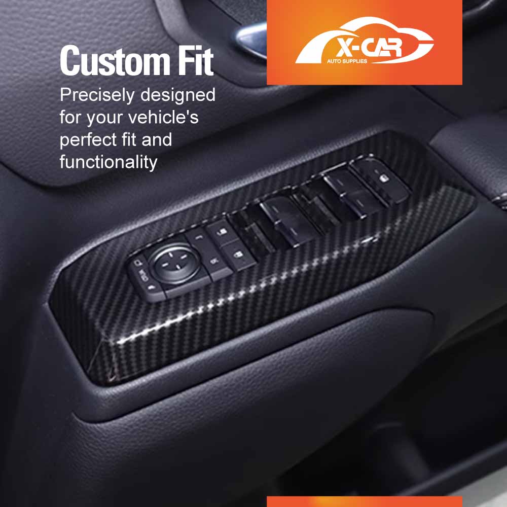 Window Control Gear Shift Panel Trim for Toyota Prado 250 Series 2024-2025 Carbon Fiber Style Decor & Center Console Cover Protector Accessories