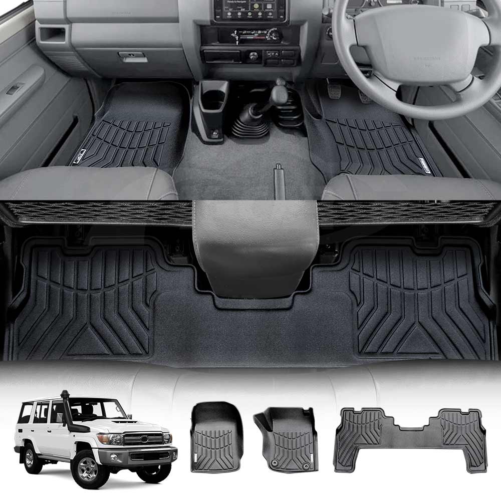3D Floor Mats for Toyota Landcruiser 70/79/76 Series Dual Cab 2012-2022 Customized Heavy Duty All Weather Car Mat Floor Liner Full Set Carpet