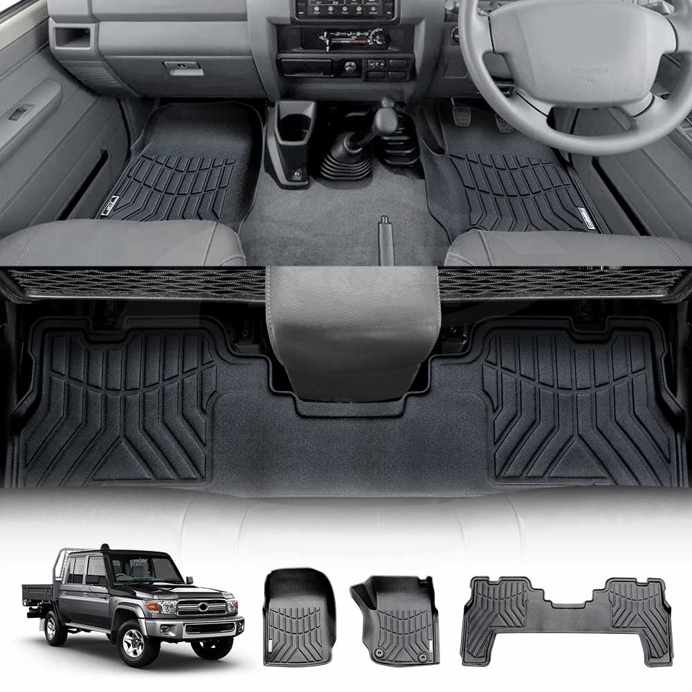 3D Floor Mats for Toyota Landcruiser 70/79/76 Series Dual Cab 2012-2022 Customized Heavy Duty All Weather Car Mat Floor Liner Full Set Carpet