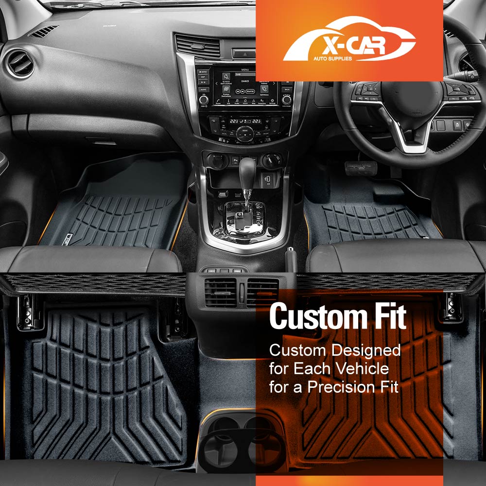 3D Floor Mats for Nissan Navara NP300 D23 2015-2025 WITH Cup Holders Heavy Duty All Weather Car Liners