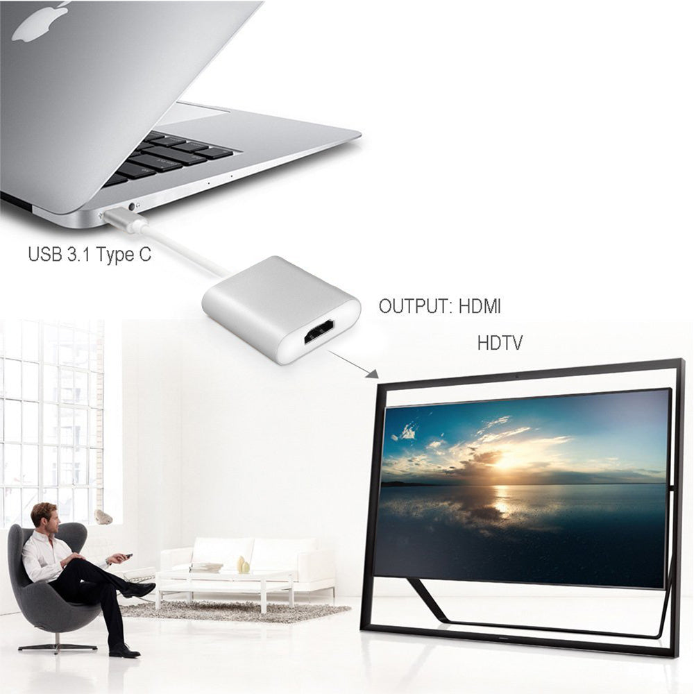 USB-C Type C USB 3.1 Male to HDMI Female HDTV 1080p Adapter Converter Cable