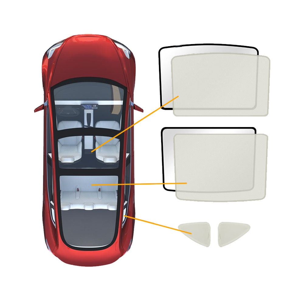 Tesla Model Y Glass Roof Sunroof Mesh Top Window Sun Blind Shade Sunshade with UV Heat Insulation Film and Port Window Shade Cream White Color