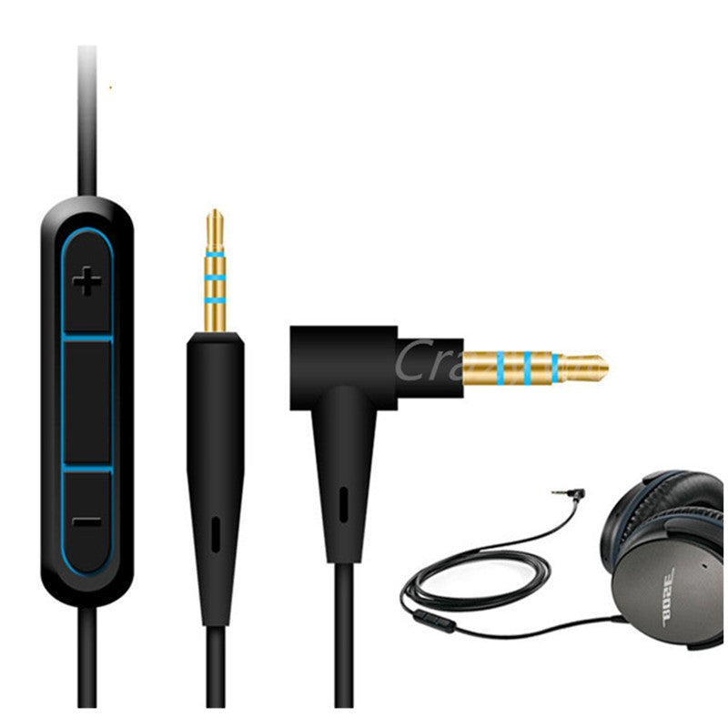 Audio Cable Wire Cord With Mic & Remote in Black for Bose QuietComfort 25 35 QC25 QC35 QC25 ii QC35 ii SoundTrue OE SoundLink OE2 OE2i Headphones