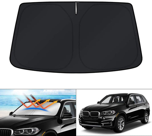 Windshield Sun Shade for BMW X5 SUV 2014 2015 2016 2017 2018 Blocks UV Rays Sun Visor Protector Foldable Sunshade