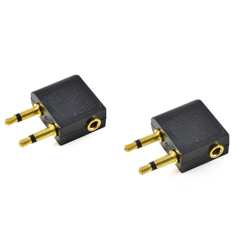 2x 3.5mm Airplane/Airline Travel Headphone Earphone Jack Audio Adapter