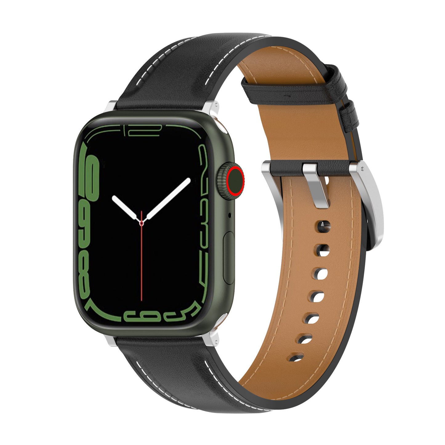 Leather Soft Band Replacement Strap For Apple Watch Series 7 6 5 4 3 2 1 SE Sport 42mm 44mm 45mm Black
