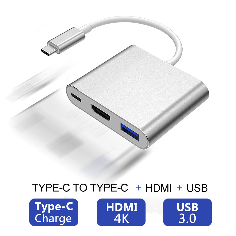 3in1 Type C USB 3.1 to USB-C 4K HDMI USB 3.0 Charging Adapter Cable Hub For Apple Macbook
