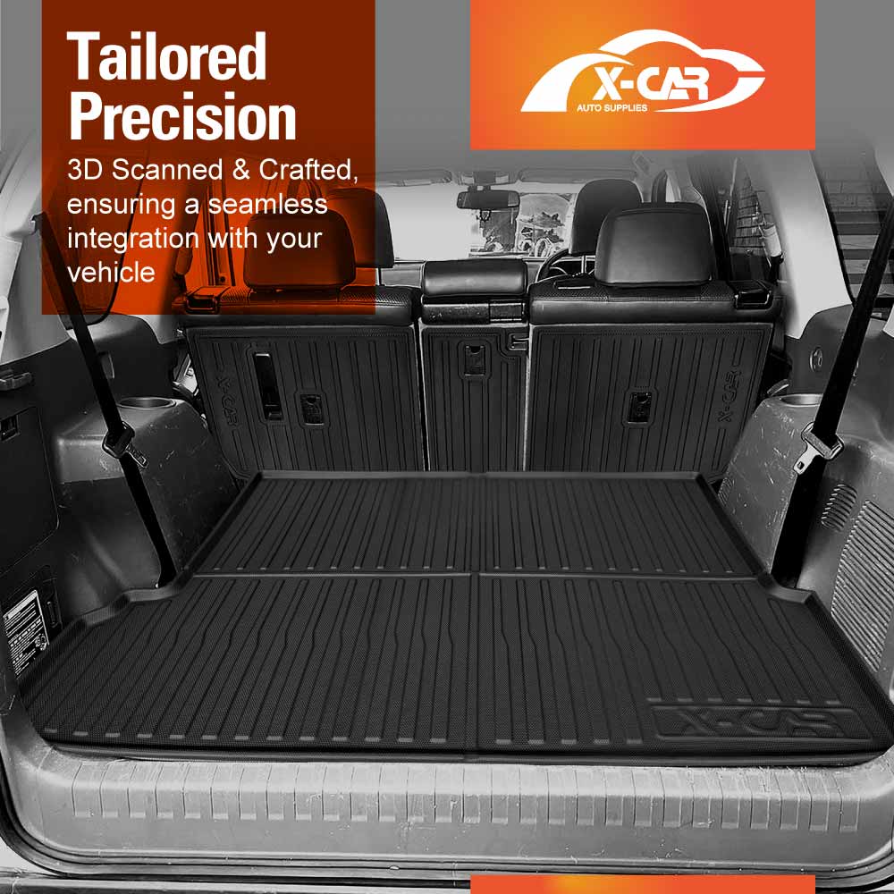 Floor Mats Boot Liners Set for Toyota Prado 150 Series 7-Seat 2009-2024 All Weather Heavy Duty Cargo Kick Mats Back Seat Protector Cover